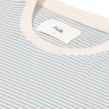 1X1 Stripe Tee - Ecru Dusty Blue