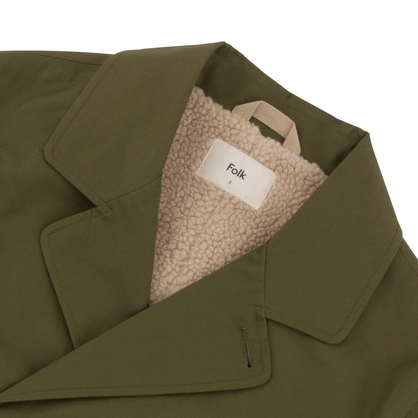 Folk | Twill And Twill Fleece Peacoat - Bottle Green