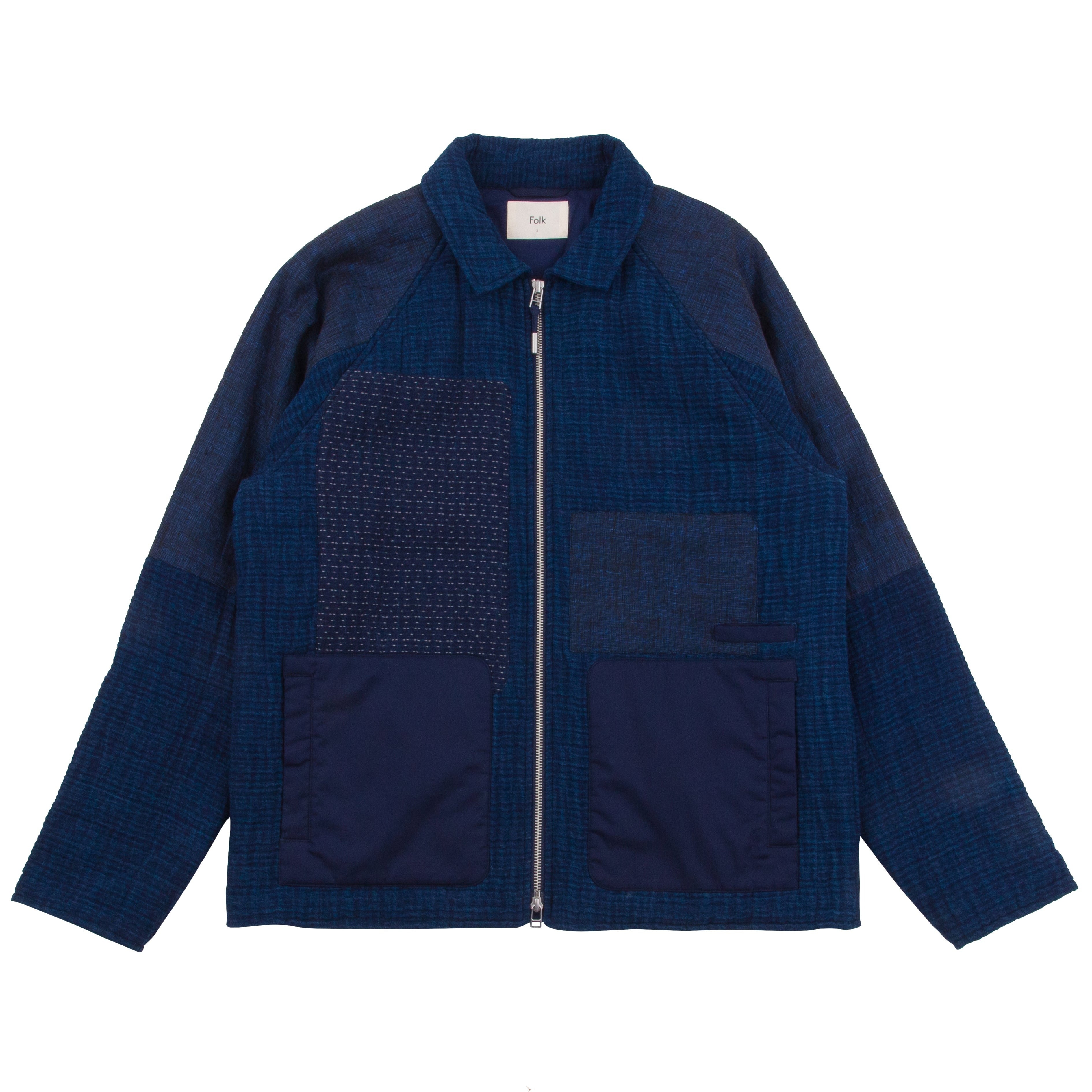 Folk | Wadded Curve Jacket - Indigo Patch Work