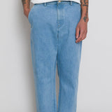 Barrel Leg Trouser - Bleached Denim