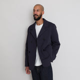 Folk | Twill And Twill Fleece Peacoat - Navy