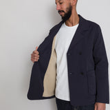 Folk | Twill And Twill Fleece Peacoat - Navy