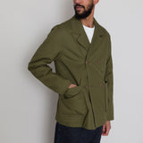 Folk | Twill And Twill Fleece Peacoat - Bottle Green