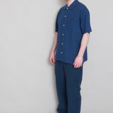 Gabe Shirt - Ash Navy Linen Grid