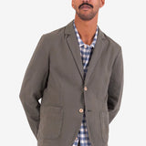 Cotton Linen Blazer - Dark Sage