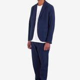 Drawcord Cotton Linen Trouser - Navy