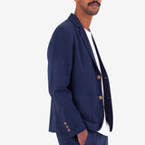 Cotton Linen Blazer - Navy