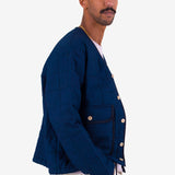 Lightweight Liner Jacket - Indigo Microcheck