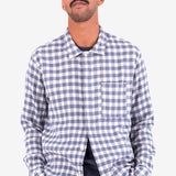 Patch Shirt - Soft Blue Crinkle Check