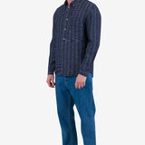 Relaxed Fit Shirt - Navy Textured Stripe