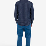 Relaxed Fit Shirt - Navy Textured Stripe