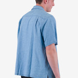 Relaxed Soft Collar Shirt - Indigo Microcheck