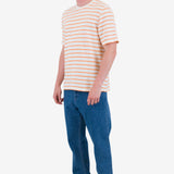 Short Sleeve Textured Stripe T-Shirt - Ecru / Orange