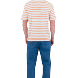 Short Sleeve Textured Stripe T-Shirt - Ecru / Orange