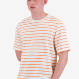 Short Sleeve Textured Stripe T-Shirt - Ecru / Orange