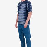 Short Sleeve Textured Stripe T-Shirt - Soft Navy / Ecru