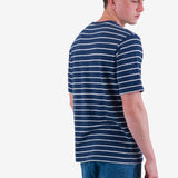 Short Sleeve Textured Stripe T-Shirt - Soft Navy / Ecru