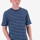 Short Sleeve Textured Stripe T-Shirt - Soft Navy / Ecru