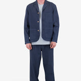 Wide Fit Blazer - Soft Navy Herringbone