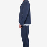 Wide Fit Trouser - Soft Navy Herringbone