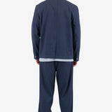 Wide Fit Trouser - Soft Navy Herringbone