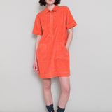 A Line Zip Dress - Vermillion Cord