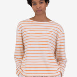 Boat Neck T-Shirt - Ecru / Orange