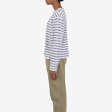 Boat Neck T-Shirt - Off White / Soft Blue