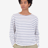 Boat Neck T-Shirt - Off White / Soft Blue