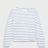 Boat Neck T-Shirt - Off White / Soft Blue