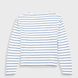 Boat Neck T-Shirt - Off White / Soft Blue