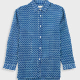 Boyfriend Shirt - Cobalt Ecru Dash Print