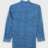 Boyfriend Shirt - Cobalt Ecru Dash Print