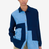 Boyfriend Shirt - Indigo Patchwork