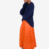 Full Seam Skirt - Orange Coral Diamond Print