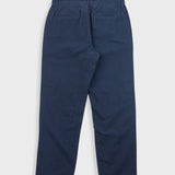 Fixed Waistband Cotton Linen Trouser - Navy