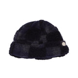 Fleece Beanie - Navy Checkerboard