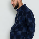 Fleece Overhead - Navy Checkerboard