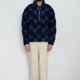 Fleece Overhead - Navy Checkerboard