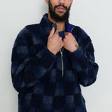 Fleece Overhead - Navy Checkerboard