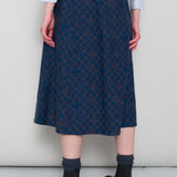 Full Seam Skirt - Indigo Broken Checkerboard