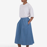 Full Seam Skirt - Light Indigo Topstitch