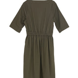 Gathered Dress - Olive Twill