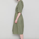 Gathered Dress - Olive Twill