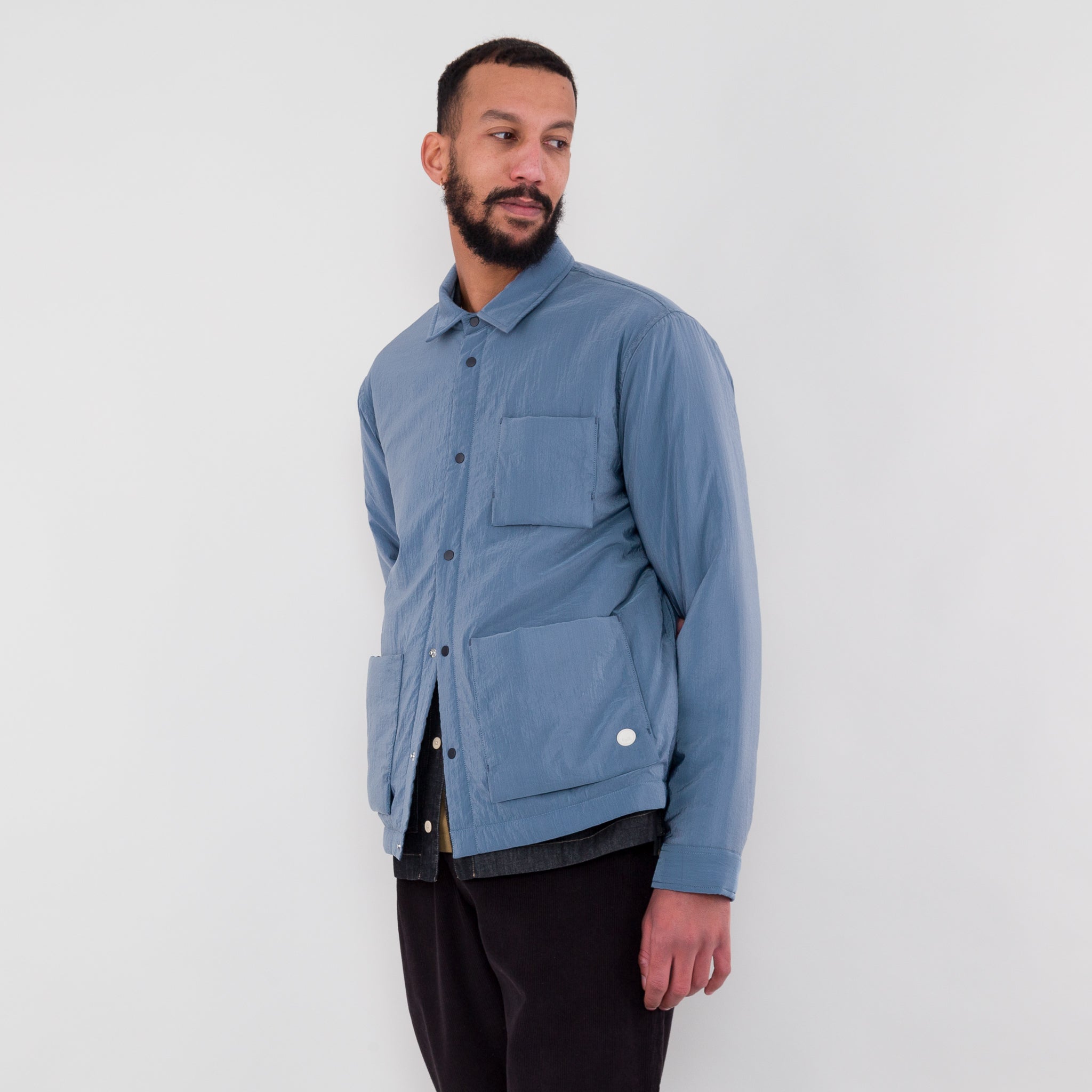 Folk Wadded Assembly Jacket Soft Blue