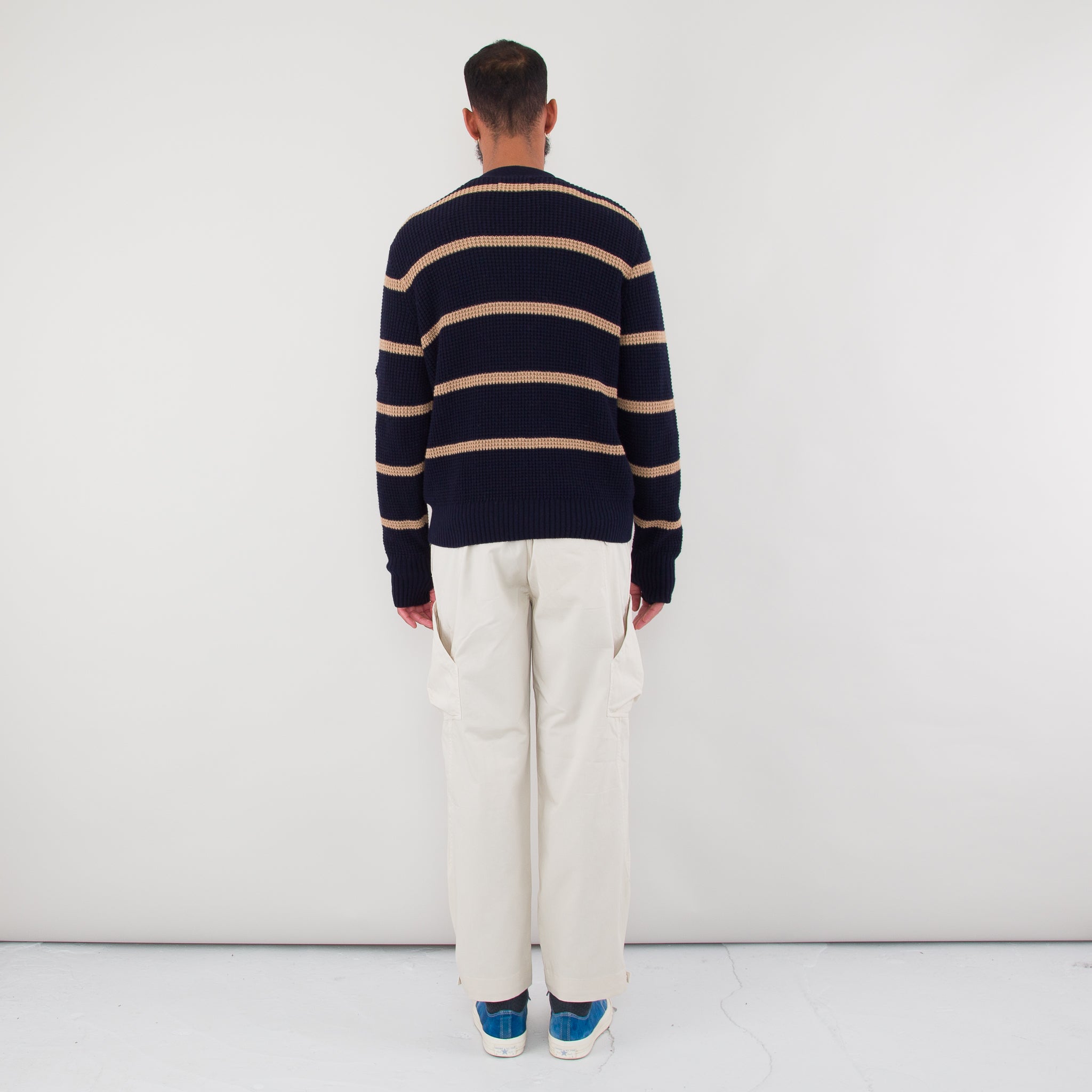 Folk | Waffle Cardigan - Navy Stripe