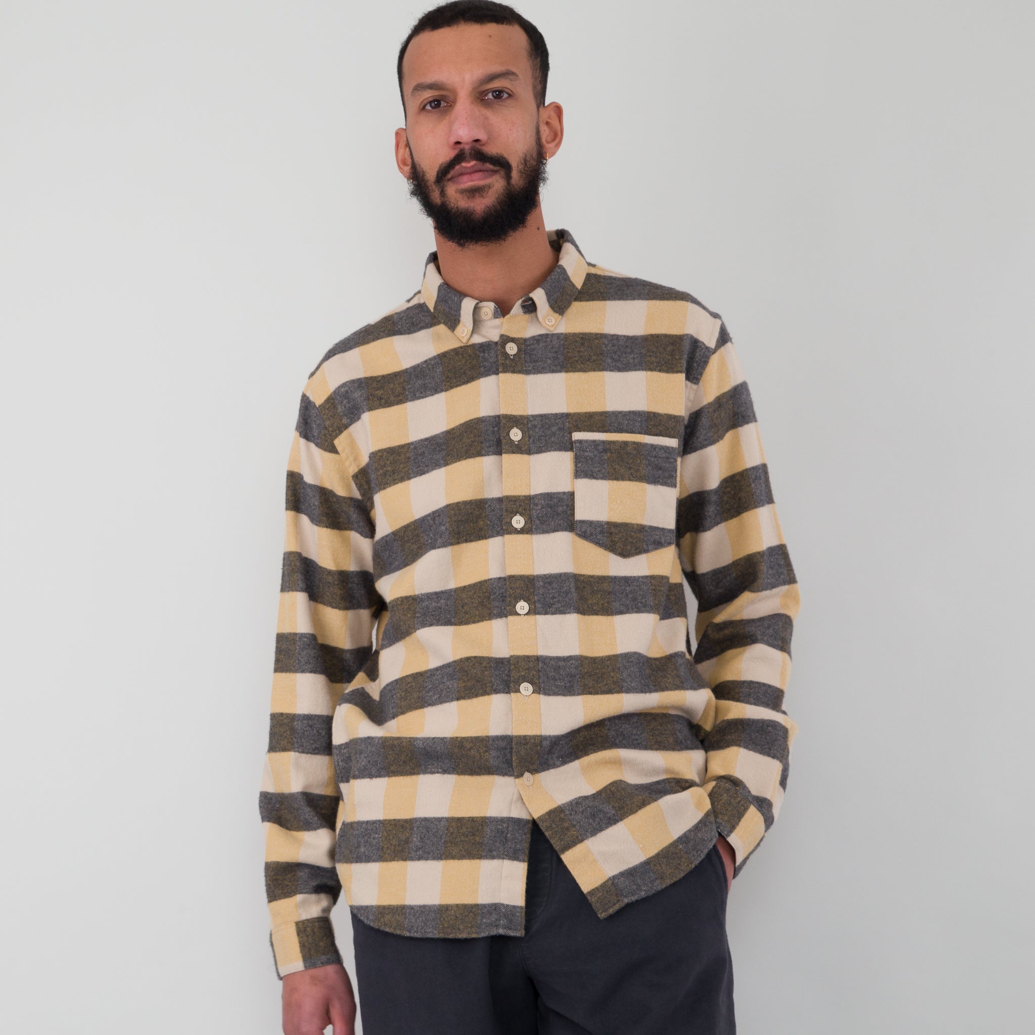 Folk | Relaxed Fit Shirt - Gold Flannel Check