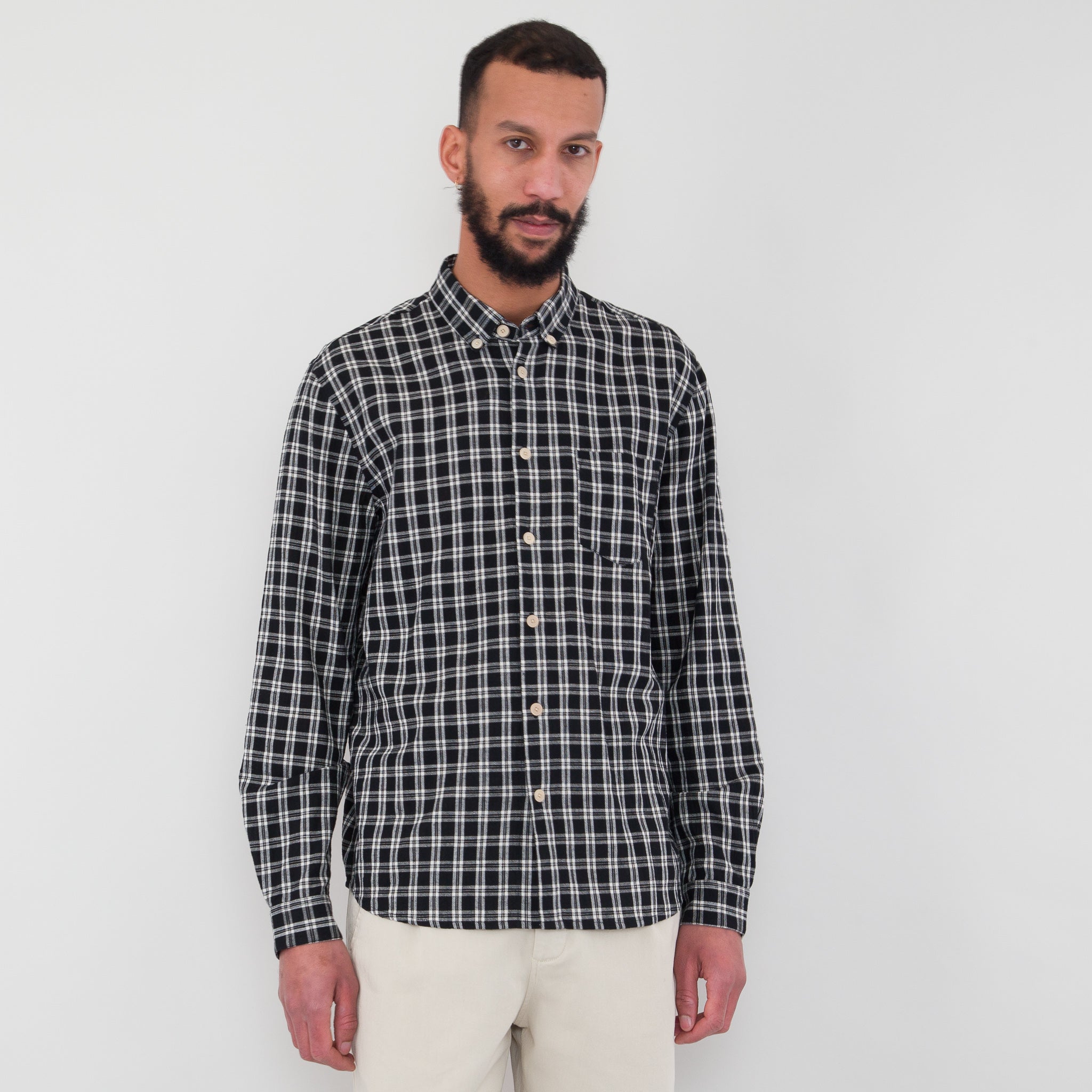 Relaxed Fit Shirt - Black Check — Folk