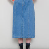 Midi Panel Skirt - Bleached Denim