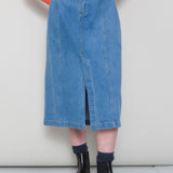 Midi Panel Skirt - Bleached Denim